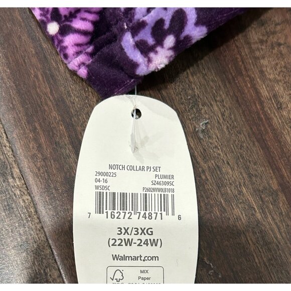 Secret Treasures NWT Plum Purple Floral Pajama Set Button Up Top SZ 3XL - Picture 12 of 15